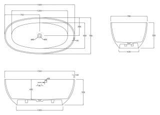 Ванна из искусственного камня ABBER Stein AS9641-1.5 150x78см белый матовый
